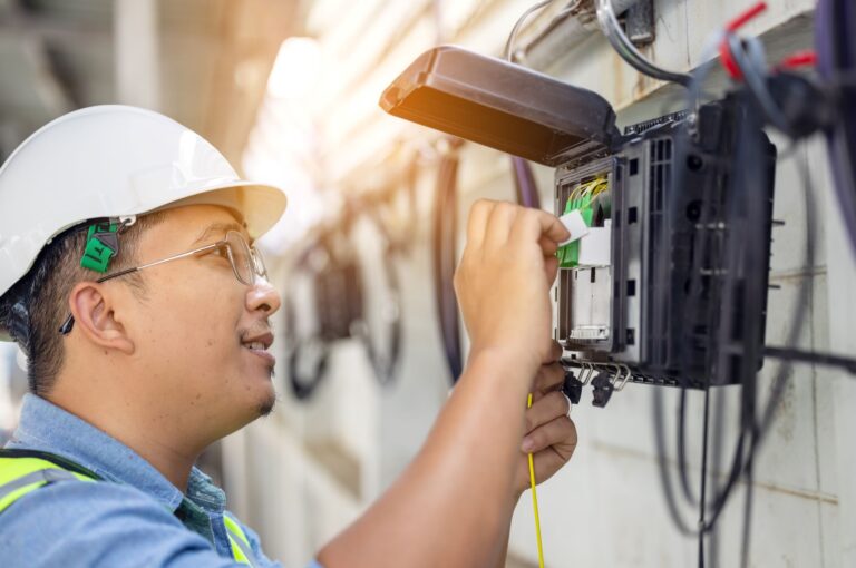 technician setting up a modem