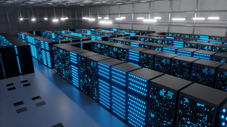 sky view of a data center